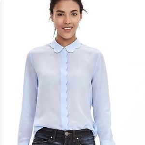 Banana Republic Silk Scallop Blouse NEW